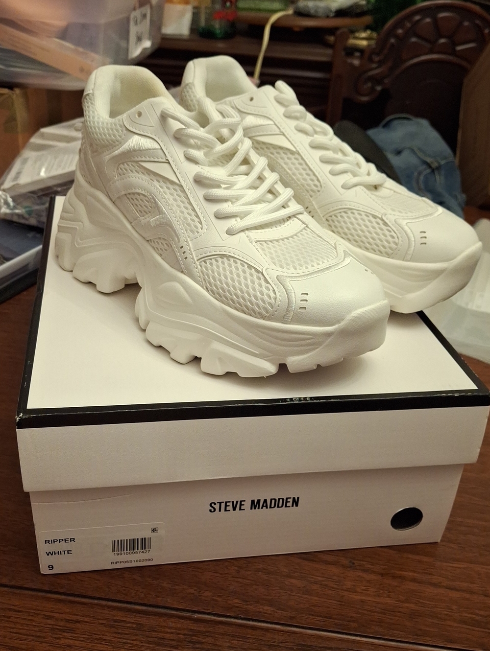 Steve Madden White Ripper Chunky Women's Sneakers Sz 9